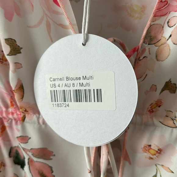 NWT Princess Polly Carnell Blouse Multi White Floral with Front Ties - Picture 8 of 13